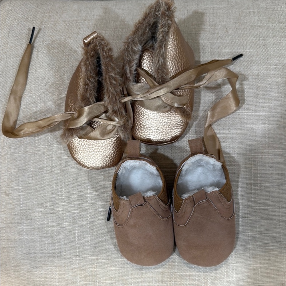Brown and Gold Kids Shoes